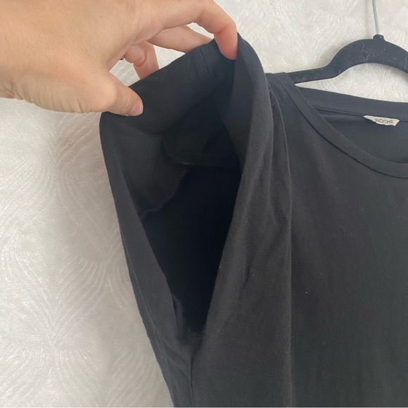 St. Roche NWT Echo Cropped Tee in Black Shoulder Pads Wmns Medium Supima Cotton - Picture 6 of 11